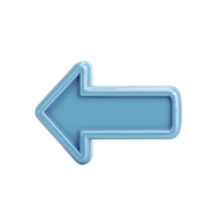 Glossy blue arrow pointing left with shiny, reflective surface, often used in digital interfaces to indicate direction or navigation. arrow smooth design adds modern touch png