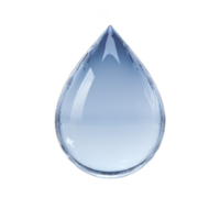 Single, clear water droplet with smooth surface and reflective highlights, isolated on transparent background, symbolizes purity and freshness png