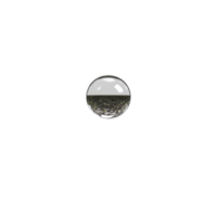 Single, clear glass marble with reflective surface sits against plain background, capturing light and creating sense of simplicity and elegance png