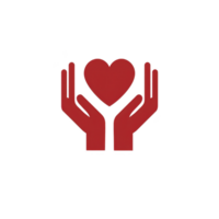 Red heart held by two hands symbolizing care and love, conveying compassion and support. minimalist design emphasizes importance of kindness and empathy png