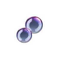Two iridescent soap bubbles connected together, floating against transparent background, showcasing spectrum of colors. bubbles appear delicate and ethereal, reflecting light beautifully png