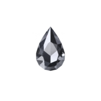 Sparkling black diamond in pear shape is set against plain background, showcasing its unique facets and deep color. gemstone elegance and rarity are highlighted png