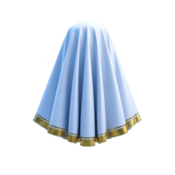 Light blue fabric with gold trimmed edge is elegantly draped, creating smooth, flowing appearance. fabric soft texture and gentle folds suggest sense of luxury and sophistication png