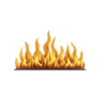 Row of realistic, vibrant orange flames rises against transparent background, creating dynamic and intense visual effect. fire appears to be burning steadily, with flickering tips png