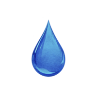 Single, vibrant blue water droplet with glossy texture, symbolizing purity and freshness. droplet is isolated on transparency background, emphasizing its simplicity and clarity png