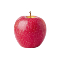 Vibrant red apple with glossy surface and small speckles, isolated on transparency background. apple appears fresh and ripe, showcasing its natural beauty and inviting appearance png