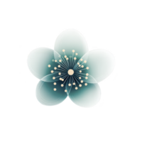 Delicate, abstract flower design with translucent petals and central cluster of dots creates serene and modern aesthetic. gradient colors add depth and elegance png