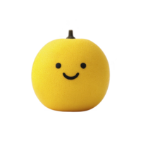 Cheerful yellow fruit with smiley face, resembling grapefruit, stands out against plain background, evoking sense of joy and playfulness png