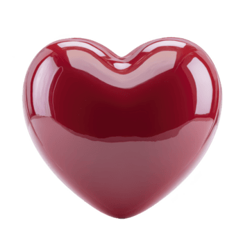 brillante rosso cuore sagomato oggetto con lucido finire, simboleggiante amore e affetto. liscio superficie riflette luce, la creazione di vivace e occhio attraente aspetto png