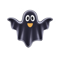 Cute, smiling black ghost with wide eyes and outstretched arms, perfect for Halloween themes. ghost friendly expression adds playful touch to spooky design png