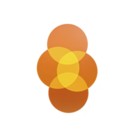 Abstract design with overlapping orange and yellow circles creating geometric pattern on transparency background. vibrant colors and symmetry evoke sense of balance and harmony png