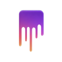 Vibrant, gradient colored dripping paint icon with smooth transition from purple to orange, creating dynamic and artistic effect. design is modern and visually striking png