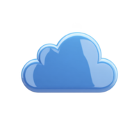 Glossy blue cloud icon with shiny surface, symbolizing digital storage or cloud computing. design is simple and modern, conveying sense of technology and connectivity png