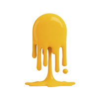 Vibrant yellow paint splash drips down in smooth, glossy texture, creating dynamic and artistic visual effect. bright color and fluid motion evoke creativity and energy png