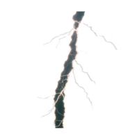 Striking bolt of lightning with jagged edges illuminates transparency background, showcasing raw power and energy of nature. electric charge creates dramatic and intense visual effect png