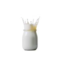 Splash of milk creates crown like effect as it hits surface in glass jar, isolated on transparency background. image captures dynamic motion and freshness of milk png