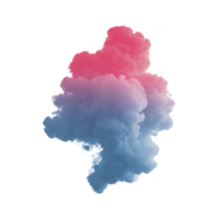 Vibrant cloud of pink and blue smoke swirls against transparency background, creating dynamic and ethereal visual effect. colors blend seamlessly, evoking sense of mystery and wonder png