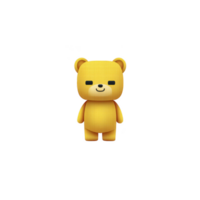 Cute, yellow cartoon bear stands with cheerful expression, featuring simple design elements and friendly demeanor. bear minimalist style adds to its charm png