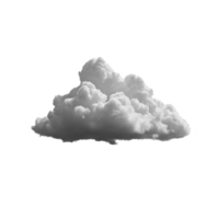 Fluffy white cloud floats against transparent background, showcasing its soft and airy texture. cloud shape is irregular, with billowy edges and varying shades of gray png