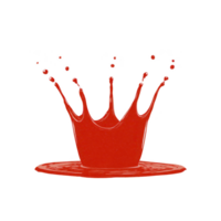 Vibrant red liquid splash forms crown shape, captured mid air against transparency background, showcasing dynamic motion and fluidity png