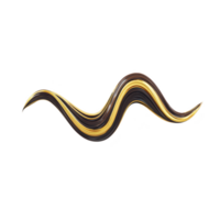 Wavy, abstract golden line with smooth gradient effect on transparent background, creating dynamic and elegant visual png