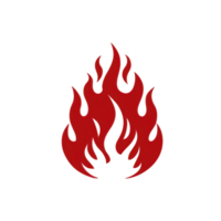 Stylized red flame icon with sharp, flowing lines on transparency background, symbolizing energy and intensity. design is simple yet dynamic, evoking sense of power and warmth png