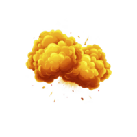 Vibrant explosion of orange and yellow smoke with dynamic energy and fiery details, creating dramatic and intense visual effect png