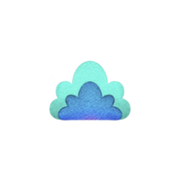Colorful, layered cloud illustration with shades of blue and green, creating whimsical and playful design. cloud has textured appearance, adding depth and interest png