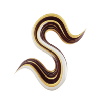 Abstract art featuring swirling, multicolored S shape with dynamic curves and layered textures, creating sense of movement and depth. colors include shades of brown, yellow, and white png