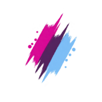 Vibrant abstract design features bold brush strokes in pink, purple, and blue, creating dynamic and artistic composition. splashes and strokes convey energy and creativity png
