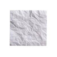 Crumpled white paper sheet with visible creases and texture, isolated on transparency background. paper appears to be square and is commonly used for art or design projects png