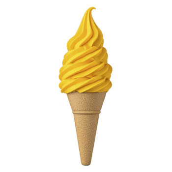 vibrerande gul mjuk tjäna is grädde kon med texturerad våffla kon, visa upp slät och krämig virvla runt. ljus Färg och lockande textur göra den se utsökt och inbjudande png