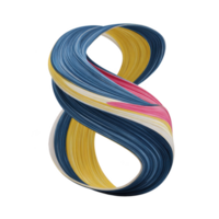 Colorful abstract sculpture forms infinity loop with intertwined strands of blue, yellow, pink, and white, creating dynamic and modern art piece png
