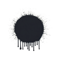 Black paint splatter with dripping edges creates dynamic and artistic effect against transparent background, ideal for creative design projects png