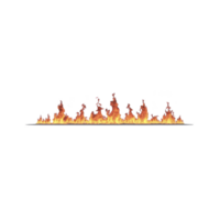 Row of vibrant flames burns against transparency background, creating striking and intense visual effect. fiery display showcases shades of orange, red, and yellow, evoking sense of heat png
