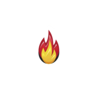 Vibrant flame icon with red and yellow colors symbolizes energy and warmth, often used to represent fire or heat. design is simple yet striking, conveying intensity and passion png