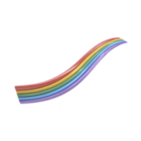 Vibrant curved rainbow stripe with glossy finish featuring red orange yellow green blue and purple colors creating dynamic and cheerful visual effect png