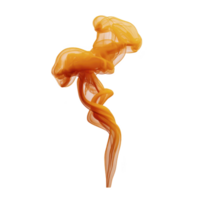 Swirling, abstract orange smoke shape on transparency background, resembling fluid, dynamic form. vibrant color and flowing lines create sense of movement and energy png