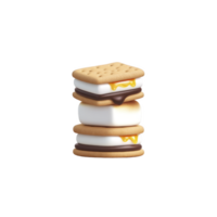 Stack of delicious smores with melted chocolate and gooey marshmallows between crispy graham crackers, creating tempting treat png