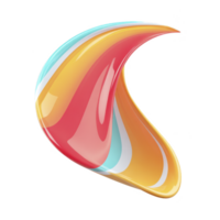 Colorful, abstract 3D shape with smooth, glossy surfaces and vibrant hues of red, yellow, and blue, resembling twisted ribbon or wave png
