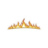 Row of stylized orange and yellow flames rises against transparency background, creating dynamic and intense visual effect. flames appear to dance and flicker, evoking sense of energy and heat png