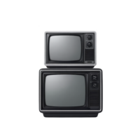 Two vintage televisions stacked, showcasing retro design and nostalgic appeal. classic black and white screens and dials evoke sense of history and timelessness png