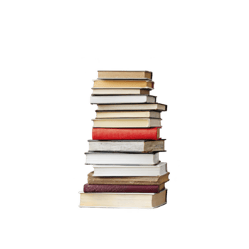 Tall stack of various books with colorful covers and different sizes is arranged vertically, symbolizing knowledge and education. books are isolated on transparency background png