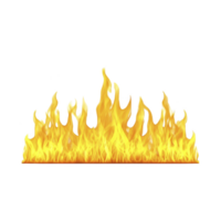 Row of bright, yellow flames with transparent background, creating dramatic and intense effect. fire appears dynamic and lively, suitable for design projects png
