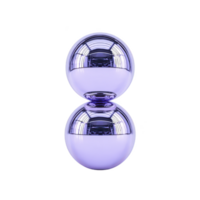 Reflective, metallic purple sculpture features two stacked spheres, creating modern and abstract design. smooth surface reflects light, adding futuristic and artistic touch png
