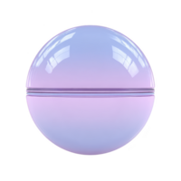 Glossy, spherical object with smooth surface and gradient of pastel colors, including purple and blue, reflecting light. sphere has horizontal seam dividing it into two halves png