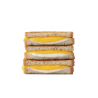 Stack of grilled cheese sandwiches with melted cheese oozing between slices of toasted bread, creating delicious and comforting snack png