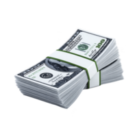 Stack of hundred dollar bills is neatly bundled with white band, symbolizing wealth and financial success. crisp, new bills are arranged in orderly fashion, reflecting prosperity png