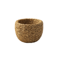 Woven wicker basket with natural texture and round shape, perfect for home decor or storage. basket earthy tones add warmth and rustic charm to any space png