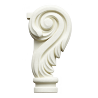 Ornate white corbel with intricate scrollwork and leaf patterns, showcasing classic architectural design. elegant curves and detailed craftsmanship evoke sense of timeless beauty png